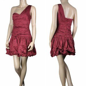 NWT BCBG Cocktail Dress, Red One Strap Ruched, 4